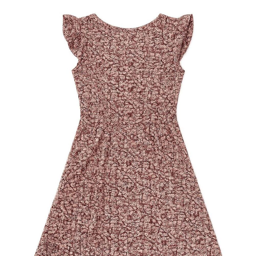 Monteau Brown Floral Mini Dress Flutter Sleeve Cottagecore Button Front Small - Picture 3 of 5